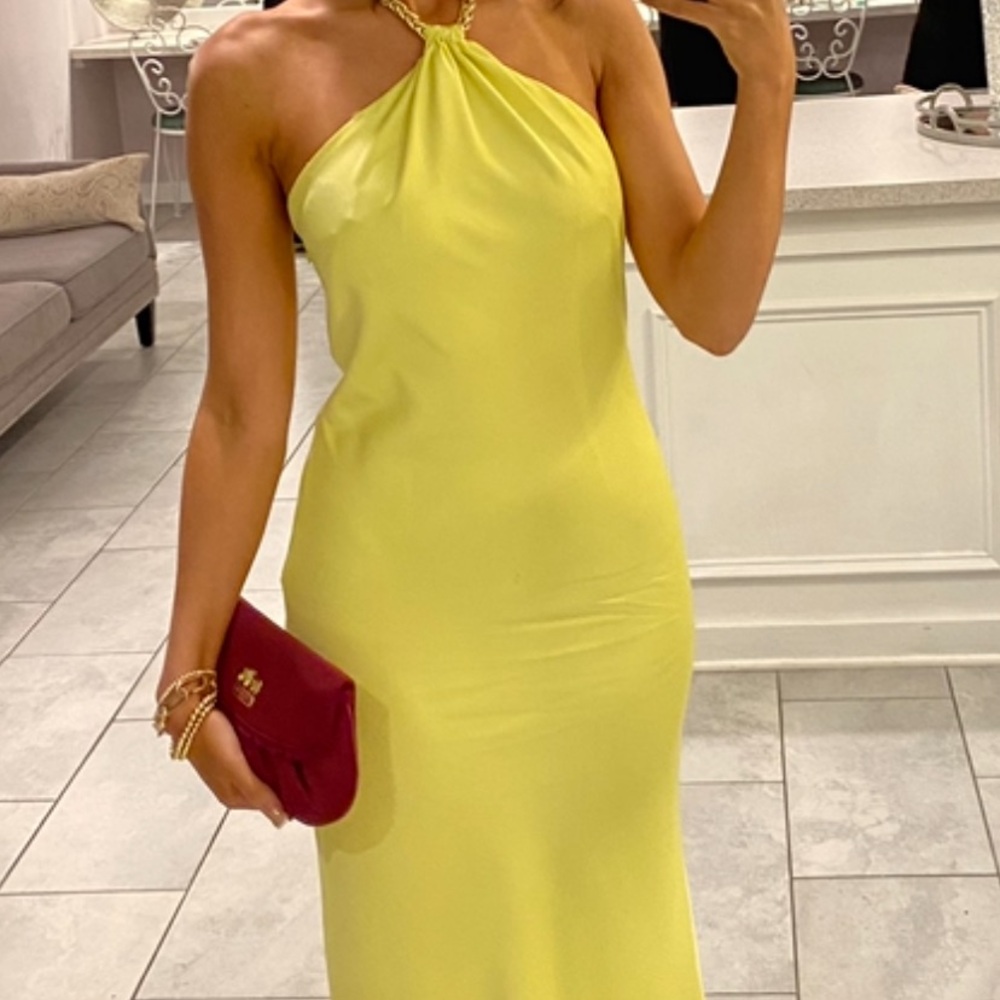 Yellow Backless Cocktail Gown